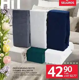 Selgros Prześcieradło Frotte z gumką 160 x 200 cm oferta