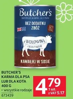 Selgros Kawałki w sosie Butcher's karma dla psa lub dla kota 400 g wszystkie rodzaje oferta