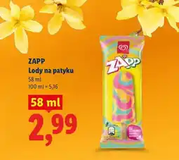 Lidl Lody na patyku Zapp oferta