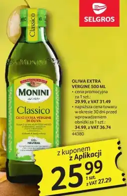 Selgros Oliwa extra vergine Monini Classico oferta