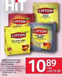 Selgros Herbata ekspresowa LIPTON YELLOW LABEL 88/92 TOREBKI oferta