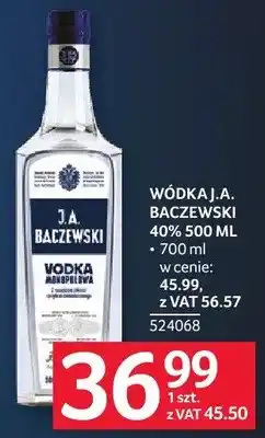 Selgros Wódka J.A. Baczewski 40% 500ml z 700ml w cenie oferta