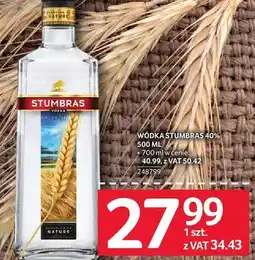 Selgros Wódka Stumbras 40% 500ml z 700ml w cenie oferta