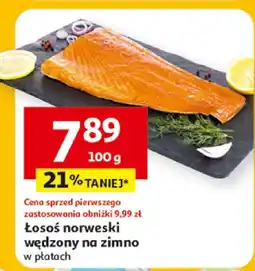 Auchan Łosoś norweski wędzony na zimno w plastach oferta