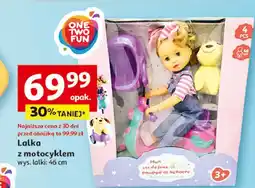 Auchan Lalka z motocyklem 46 cm One Two Fun oferta