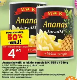 Twój Market Ananas kawałki w lekkim syropie DRUGA PUSZKA 50% TANIEJ oferta