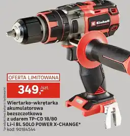 Leroy Merlin Wiertarko-wkrętarka akumulatorowa bezszczotkowa z udarem TP-CD 18/80 3 Li-i BL SOLO POWER X-CHANGE+ oferta