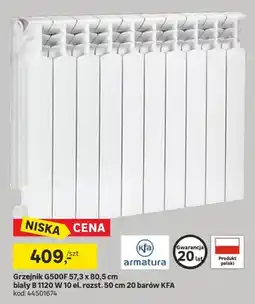 Leroy Merlin Grzejnik G500F 57,3 x 80,5 cm biały B1120 W 10 el. rozst. 50 cm 20 barów oferta