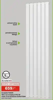 Leroy Merlin Grzejnik FARON 180 x 42 cm biały D 912 W rozst. 5 cm 10 barów oferta