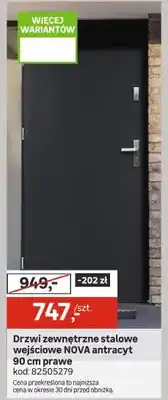 Leroy Merlin Drzwi zewnętrzne stalowe wejściowe antracyt 90 cm prawe oferta