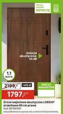 Leroy Merlin Drzwi wejściowe akustyczne orzechowe 90 cm prawe oferta