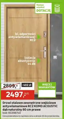 Leroy Merlin Drzwi stalowe zewnętrzne wejściowe antywłamaniowe RC2 dąb naturalny 80 cm na prawo oferta