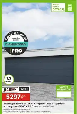 Leroy Merlin Brama garażowa segmentowa z napędem antracytowa 5000 x 2125 mm oferta