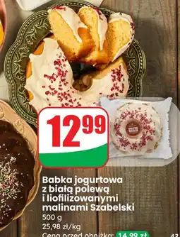 Dino Babka jogurtowa z białą polewą i liofilizowanymi malinami Szabelski oferta
