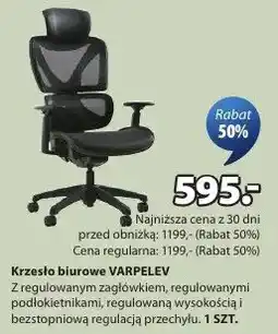 JYSK Krzesło biurowe z regulowanymi podłokietnikami, regulowaną wysokością i zagłówkiem oferta