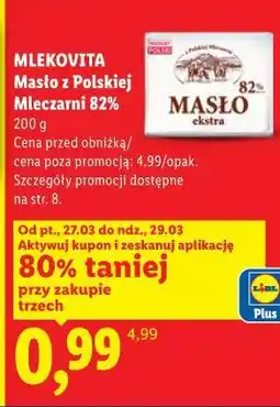 Lidl MLEKOVITA Masło z Polskiej Mleczarni 82% oferta