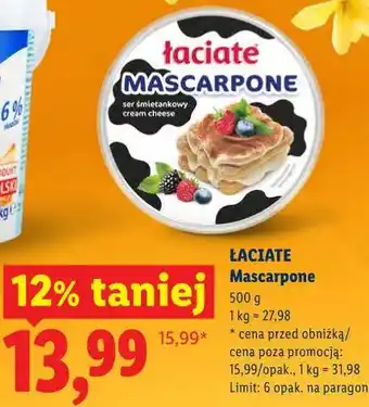 Lidl ŁACIATE Mascarpone oferta