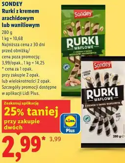 Lidl SONDEY Rurki z kremem arachidowym lub waniliowym oferta