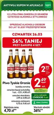 Żabka Piwo Tyskie Gronie butelka zwrotna oferta