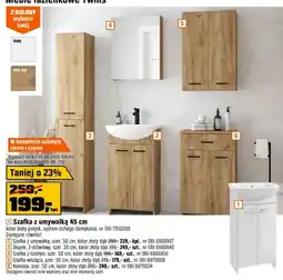 OBI Szafka z umywalką 45 cm kolor biały połysk, system cichego domykania oferta