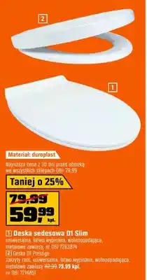 OBI Deska sedesowa D1 Slim uniwersalna, łatwo wypinana, wolnoopadająca, metalowe zawiasy oferta