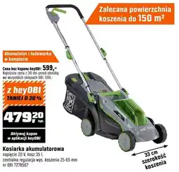 OBI Kosiarka akumulatorowa napięcie 20 V, kosz 35 l, centralna regulacja wys. koszenia 25-65 mm oferta