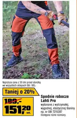 OBI Spodnie robocze wykonane z wytrzymałej, wygodnej, elastycznej tkaniny oferta
