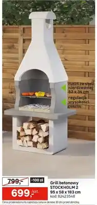 Leroy Merlin Grill betonowy STOCKHOLM 2 95 x 58 x 183 cm oferta