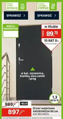 Leroy Merlin Drzwi wejściowe ANDROMEDA 90 cm oferta