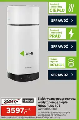 Leroy Merlin Elektryczny podgrzewacz wody z pompą ciepła NUOS PLUS oferta