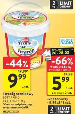 Intermarche Twaróg sernikowy ZOTT PRIMO oferta