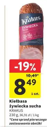Intermarche Kiełbasa żywiecka sucha KRAKUS oferta
