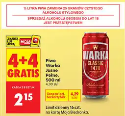 Biedronka Piwo Warka Jasne Pełne oferta