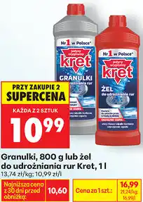Biedronka Granulki, 800 g lub żel do udrożniania rur Kret, 1 l oferta