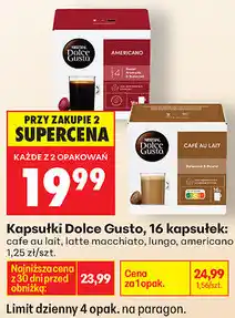 Biedronka Kapsułki Dolce Gusto, 16 kapsułek: cafe au lait, latte macchiato, lungo, americano oferta