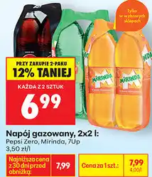 Biedronka Napój gazowany, 2x2 l: Pepsi Zero, Mirinda, 7Up oferta