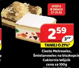 Delfin Ciasto Metrowiec, śmietanowiec na biszkopcie Cukiernia Wójcik cena za oferta