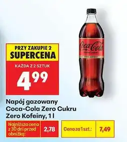 Biedronka Napój gazowany Coca-Cola Zero Cukru Zero Kofeiny, 1l oferta