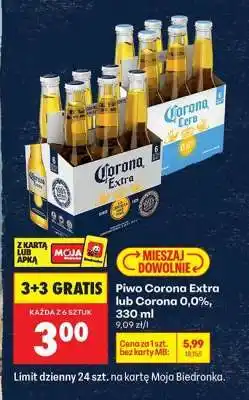 Biedronka Piwo Corona Extra lub Corona 0,0%, 330 ml oferta