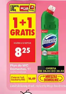 Biedronka Płyn do WC Domestos 1+1 GRATIS oferta