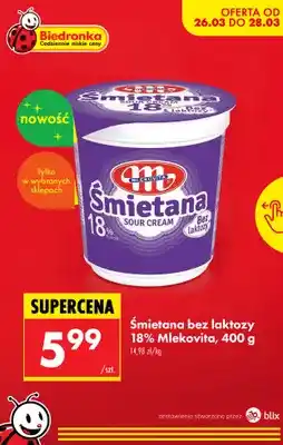 Biedronka Śmietana bez laktozy 18% oferta
