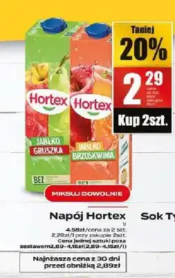 Supeco Napój Hortex jabłko-gruszka, jabłko-brzoskwinia oferta