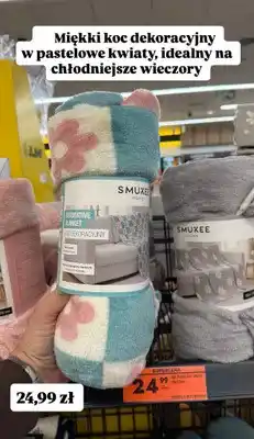 Biedronka Koc dekoracyjny w pastelowe kwiaty oferta