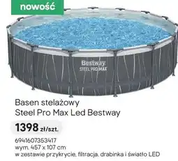 Castorama Basen stelażowy Steel Pro Max Led w zestawie przykrycie, filtracja, drabinka i światło LED oferta