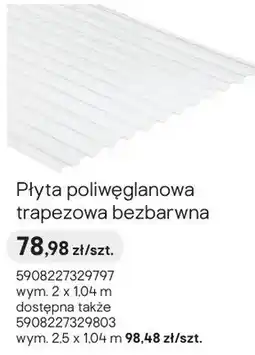 Castorama Płyta poliwęglanowa trapezowa bezbarwna oferta