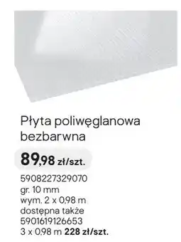Castorama Płyta poliwęglanowa bezbarwna oferta