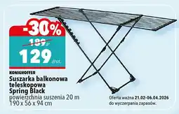 Biedronka Suszarka balkonowa teleskopowa Drying Black 190x56x94 cm oferta