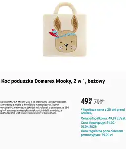Biedronka Koc poduszka Domarex Mooky, 2 w 1, beżowy oferta