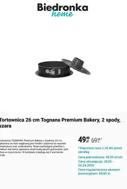 Biedronka Tortownica 26 cm Tognana Premium Bakery, 2 spody, szara oferta