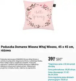 Biedronka Poduszka Domarex Wiosna Witaj Wiosno, 45 x 45 cm, różowa oferta